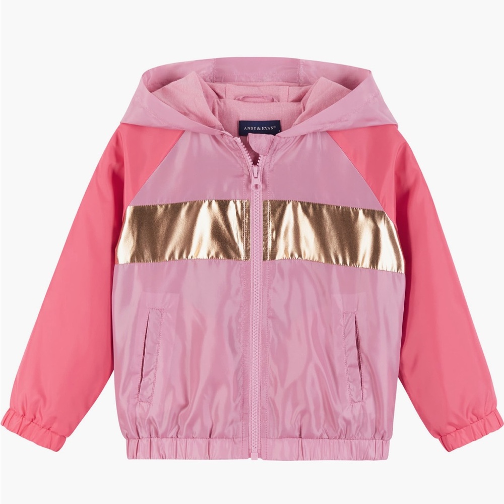 Andy & Evan Kids' Windbreaker Size 6Y (Little Kid) - Colorblock Foil - PINK/GOLD